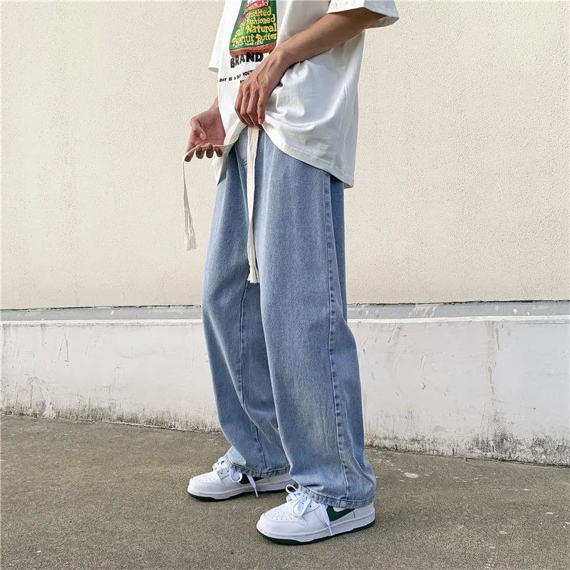 Spring 2025 Harajuku Style Elastic Waist Drawstring Jeans Men's Loose Straight Leg Trendy High Street Wide Leg Pants
Spring 2025 Harajuku Style Elastic Waist Drawstring Jeans Men's Loose Straight Leg Trendy High Street Wide Leg Pants