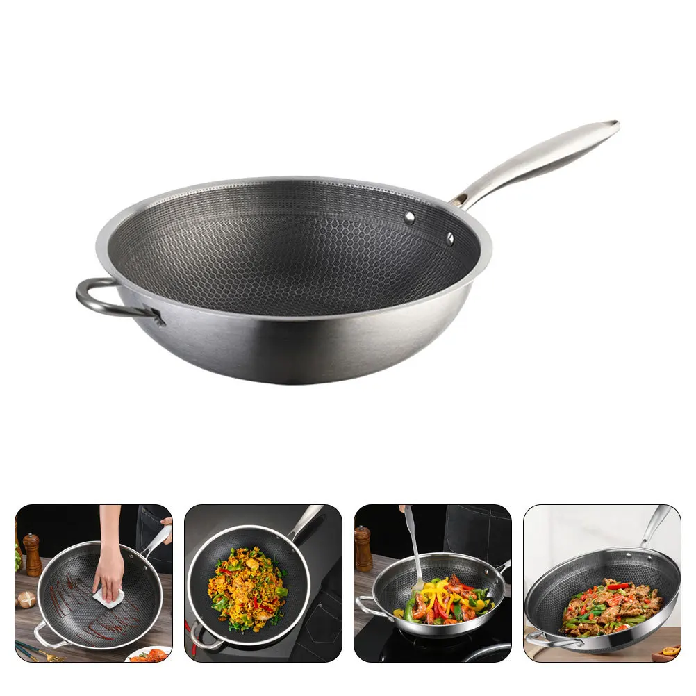 Stainless Steel Wok Honeycomb Grain Frying Pan For Induction Gas Electric Stove Non Stick Cookware Kitchen Utensil Heavy Duty
Stainless Steel Wok Honeycomb Grain Frying Pan For Induction Gas Electric Stove Non Stick Cookware Kitchen Utensil Heavy Duty