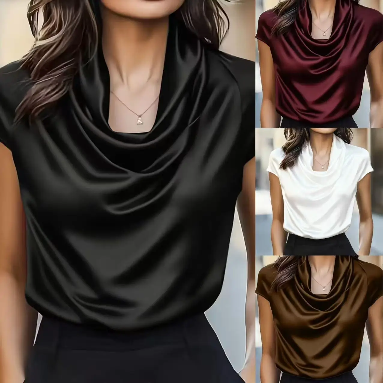 New spring and summer style, swing neckline, draped short-sleeved top, casual and versatile shirt for women
New spring and summer style, swing neckline, draped short-sleeved top, casual and versatile shirt for women