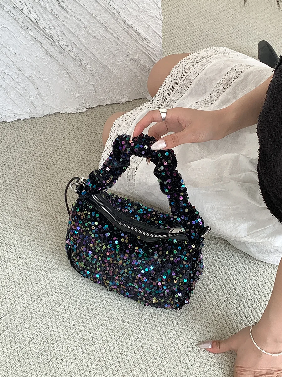 Fashion Women Polyester Sequin Crossbody Bag Sparkly Glitter Shoulder Handbag Shiny Party Evening Hobo Purse Ruched Handle Tote
Fashion Women Polyester Sequin Crossbody Bag Sparkly Glitter Shoulder Handbag Shiny Party Evening Hobo Purse Ruched Handle Tote