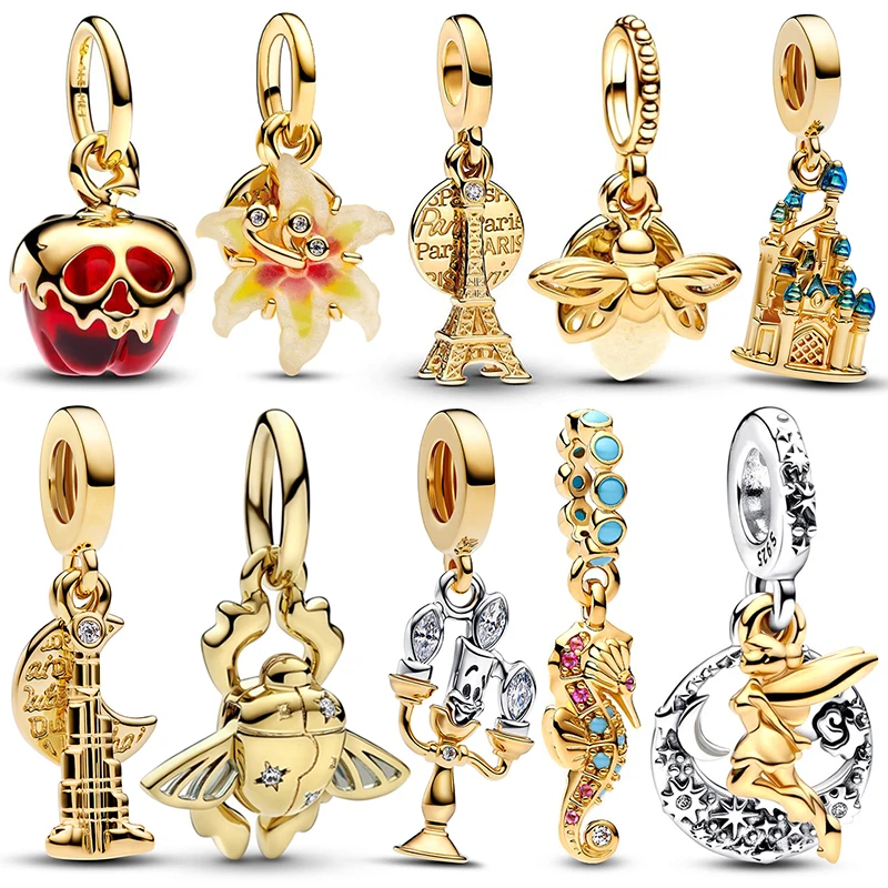 925 Sterling Silver Disney Gold Plated Lily Flower Charm Beads Fits 3mm Bracelets Necklace For Women Pendant Luxury DIY Jewelry
925 Sterling Silver Disney Gold Plated Lily Flower Charm Beads Fits 3mm Bracelets Necklace For Women Pendant Luxury DIY Jewelry