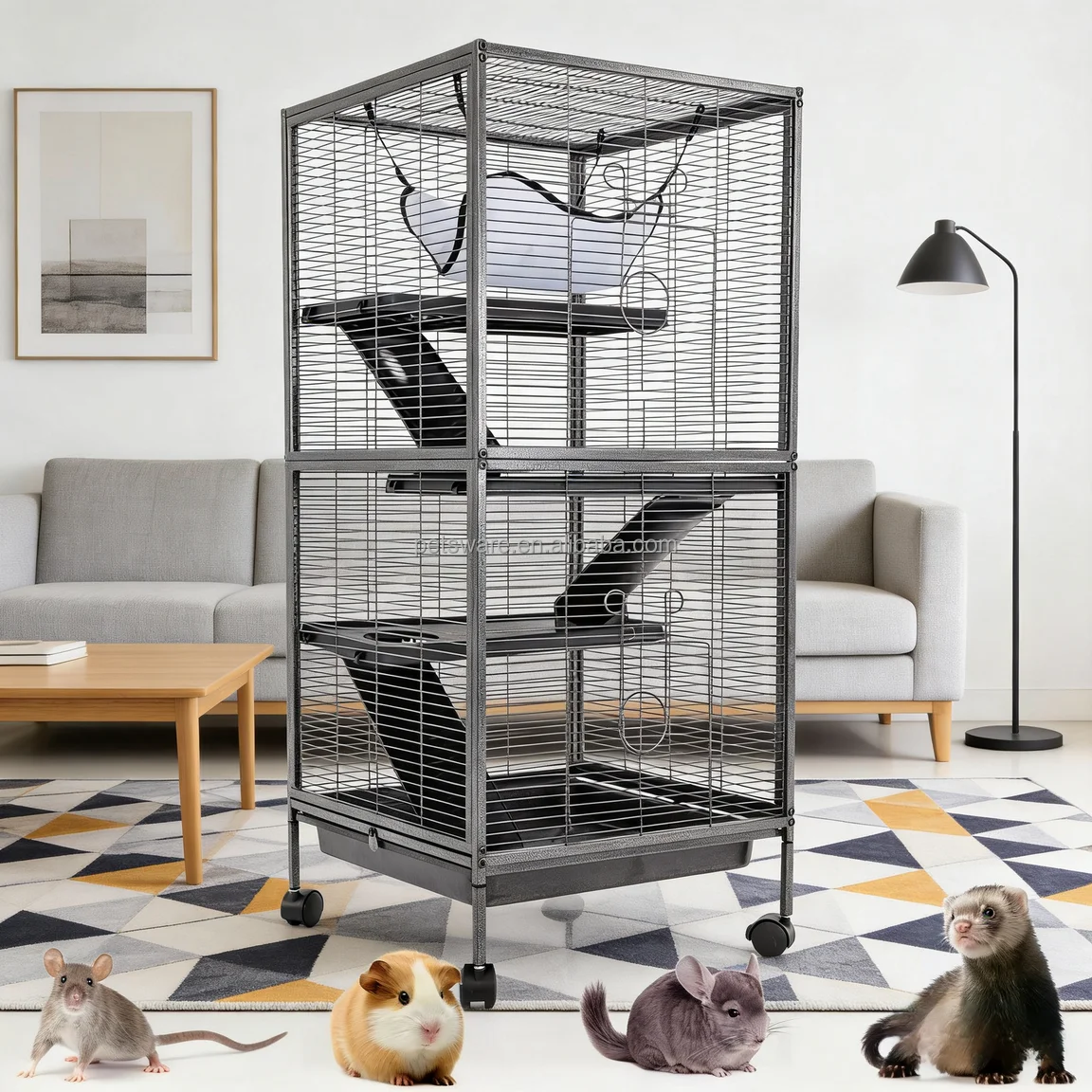 Tubular Rodent Square Pet Cage With Caster Wheels For For Rat, Ferret, Chinchilla Or Small Pets 4 Tier Small Animal Steel Cage
Tubular Rodent Square Pet Cage With Caster Wheels For For Rat, Ferret, Chinchilla Or Small Pets 4 Tier Small Animal Steel Cage