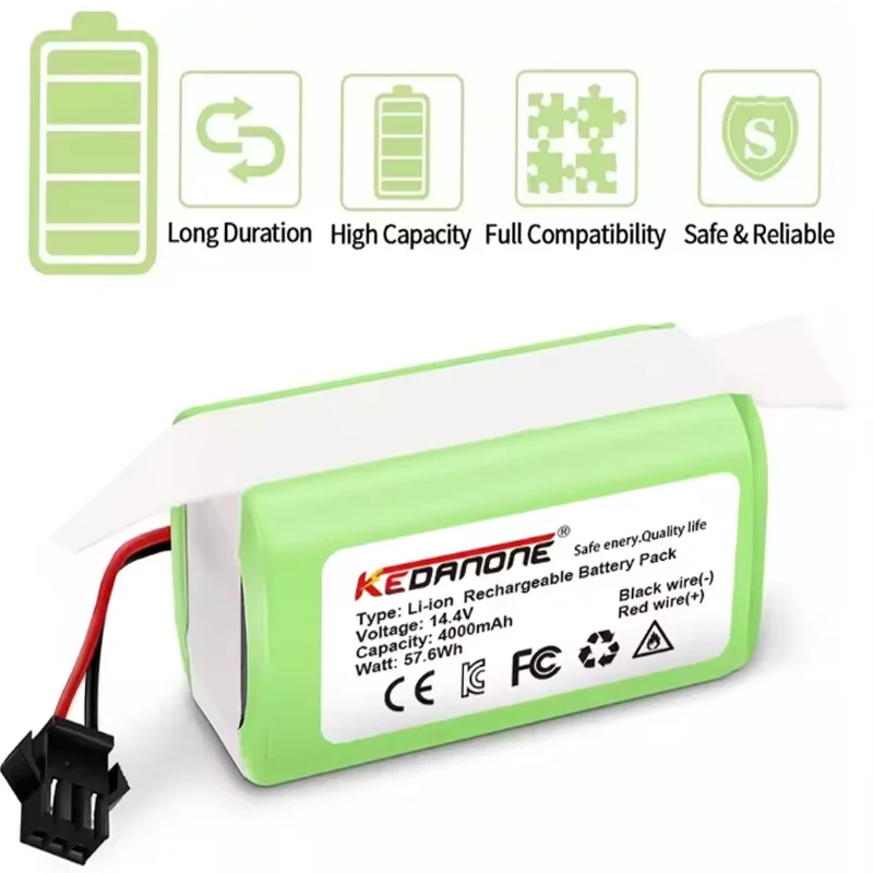 14.4V 4000mAh Battery For eufy RoboVac 15C 15T 25C 30 35C MAX G10 G15 G20 G30 Hybrid Edge Robot Vacuum Cleaner Accessori
14.4V 4000mAh Battery For eufy RoboVac 15C 15T 25C 30 35C MAX G10 G15 G20 G30 Hybrid Edge Robot Vacuum Cleaner Accessori