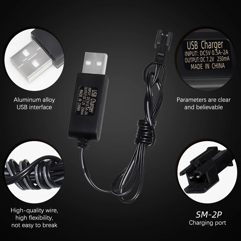 Новый USB-кабель для зарядки NiMh/NiCd аккумуляторов 3.6V 4.8V 6V 7.2V 250mA с разъемом SM 2P Forward Plug для радиоуправляемых машин и электрических игрушек
Новый USB-кабель для зарядки NiMh/NiCd аккумуляторов 3.6V 4.8V 6V 7.2V 250mA с разъемом SM 2P Forward Plug для радиоуправляемых машин и электрических игрушек