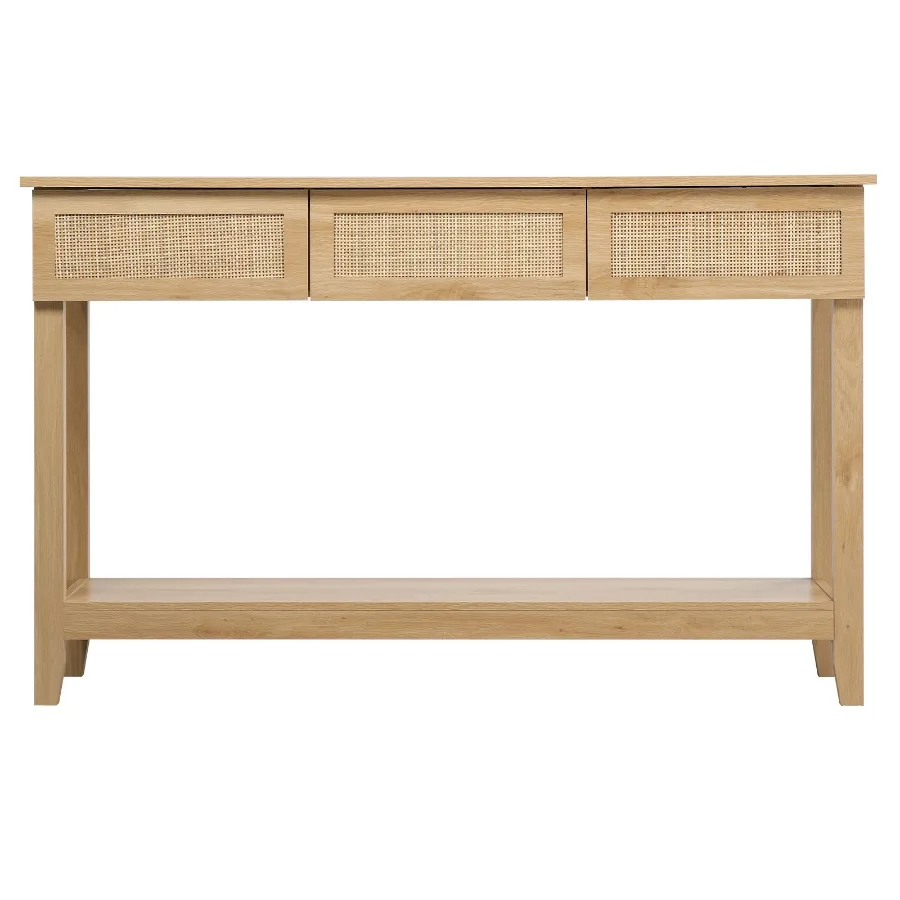 Boho Style Rattan Console Table with 3 Drawers and Open Storage Shelf, Entryway Table Narrow Long Sofa Table Hallway Foyer Tabl
Boho Style Rattan Console Table with 3 Drawers and Open Storage Shelf, Entryway Table Narrow Long Sofa Table Hallway Foyer Tabl