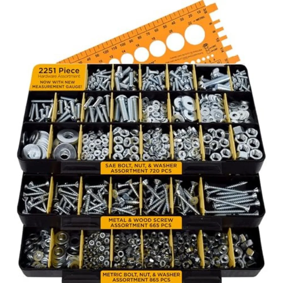 2251 Piece Hardware Assortment Kit with Screws, Nuts, Bolts and Washers 3 Trays …
2251 Piece Hardware Assortment Kit with Screws, Nuts, Bolts and Washers 3 Trays …