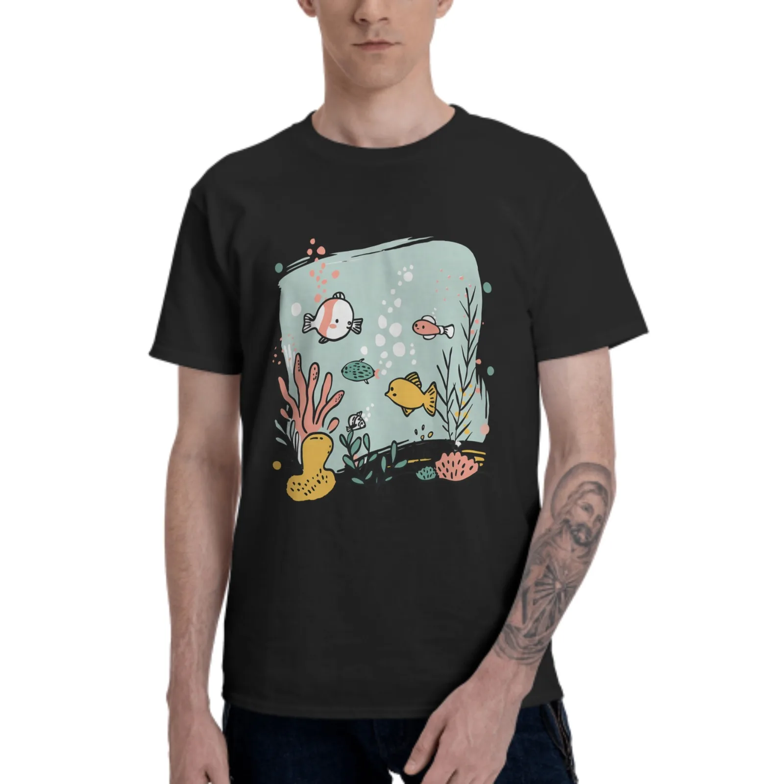 Underwater Fish Men's Basic Short Sleeve T-Shirt Cotton Daily Travel Summer Breathable Casual Round Neck Sports Fashion
Underwater Fish Men's Basic Short Sleeve T-Shirt Cotton Daily Travel Summer Breathable Casual Round Neck Sports Fashion