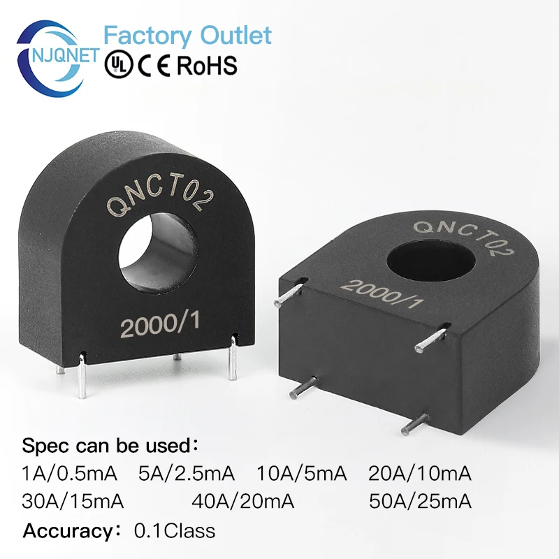 High Accuracy Current Transformer QNCT02 10A/10mA 10A/5mA 20A/20mA 20A/10mA 50A 25mA AC CT pcb mount Current transformer factory
High Accuracy Current Transformer QNCT02 10A/10mA 10A/5mA 20A/20mA 20A/10mA 50A 25mA AC CT pcb mount Current transformer factory