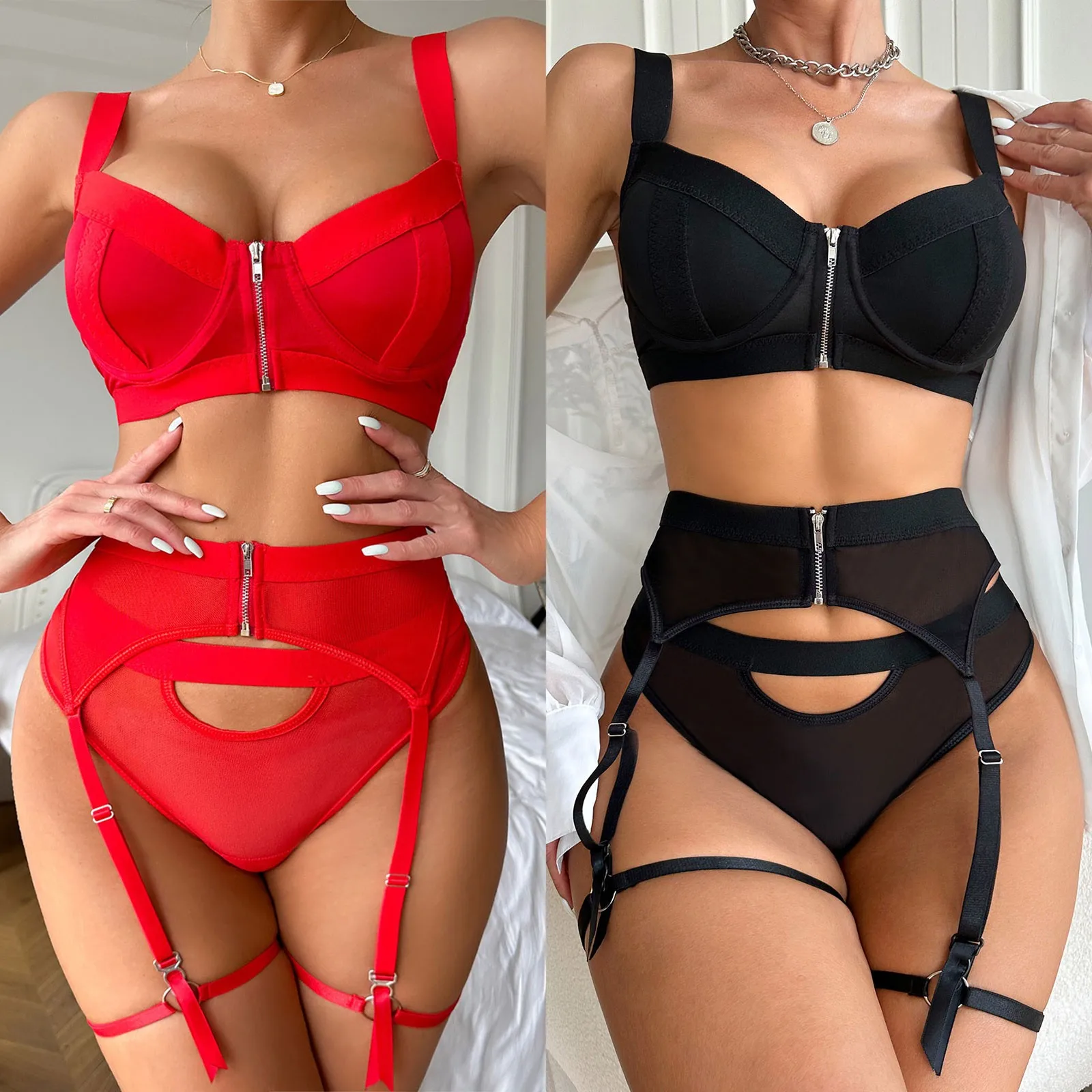 Sexy Garter Belts Bra Panty Sexy Women's Underwear Split Underwear Three Piece Lingerie Sets Sexy Plus Size Lingerie Sets
Sexy Garter Belts Bra Panty Sexy Women's Underwear Split Underwear Three Piece Lingerie Sets Sexy Plus Size Lingerie Sets