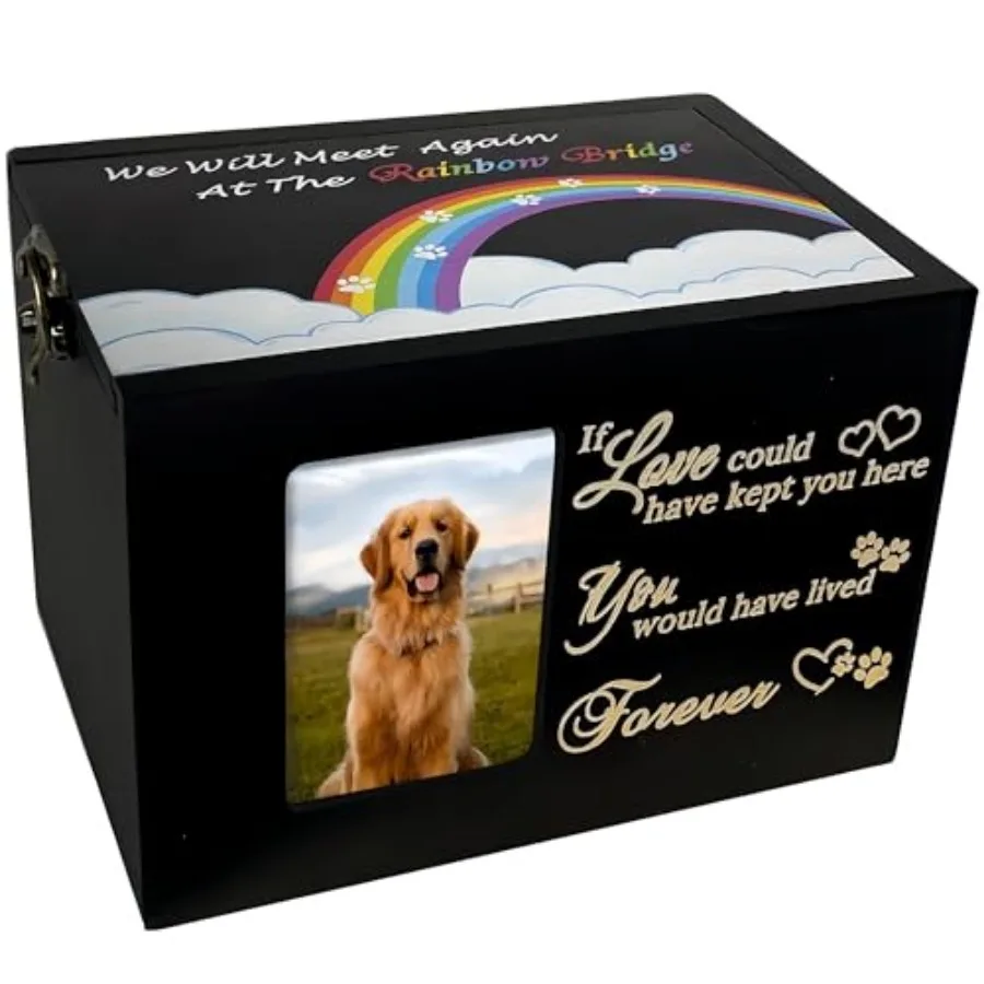 Pet Urns for Dogs or Cats Ashes, Large Wooden Funeral Cremation Memorial Box with Photo Frame, Rainbow Bridge Keepsake with Bla
Pet Urns for Dogs or Cats Ashes, Large Wooden Funeral Cremation Memorial Box with Photo Frame, Rainbow Bridge Keepsake with Bla