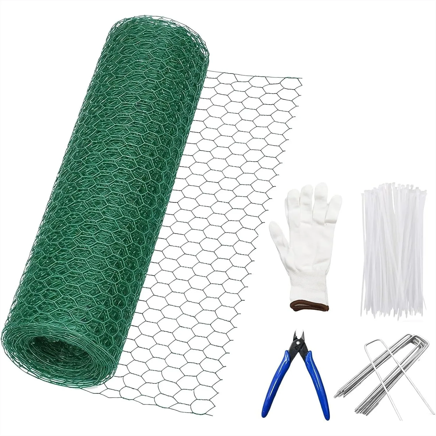 16.4Ft X 15.4In Green Coated Chicken Wire Mesh With Stakes Pliers Gloves For Garden Plant Protection Animal Barrier Fence
16.4Ft X 15.4In Green Coated Chicken Wire Mesh With Stakes Pliers Gloves For Garden Plant Protection Animal Barrier Fence