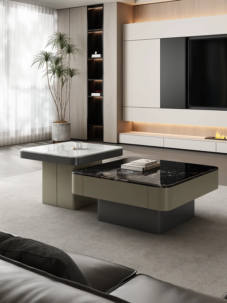 Italian light luxury living room small coffee table household size square coffee table combination art
Italian light luxury living room small coffee table household size square coffee table combination art