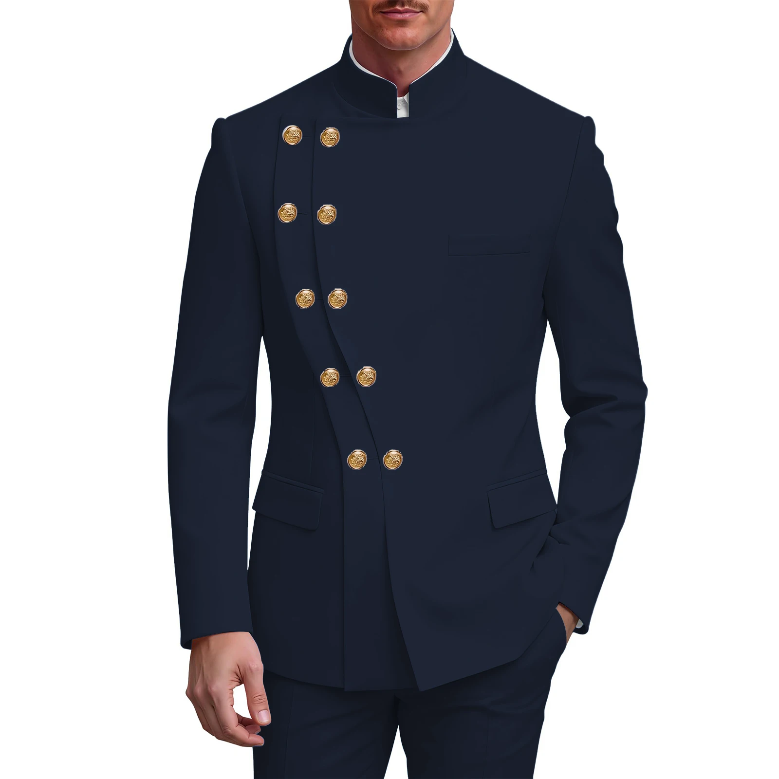 Men 2 Piece Slim Fit Chinese Suit Tunic Suits Stand Collar Tuxedo for Men Wedding Prom Party Blazer Pant Set
Men 2 Piece Slim Fit Chinese Suit Tunic Suits Stand Collar Tuxedo for Men Wedding Prom Party Blazer Pant Set