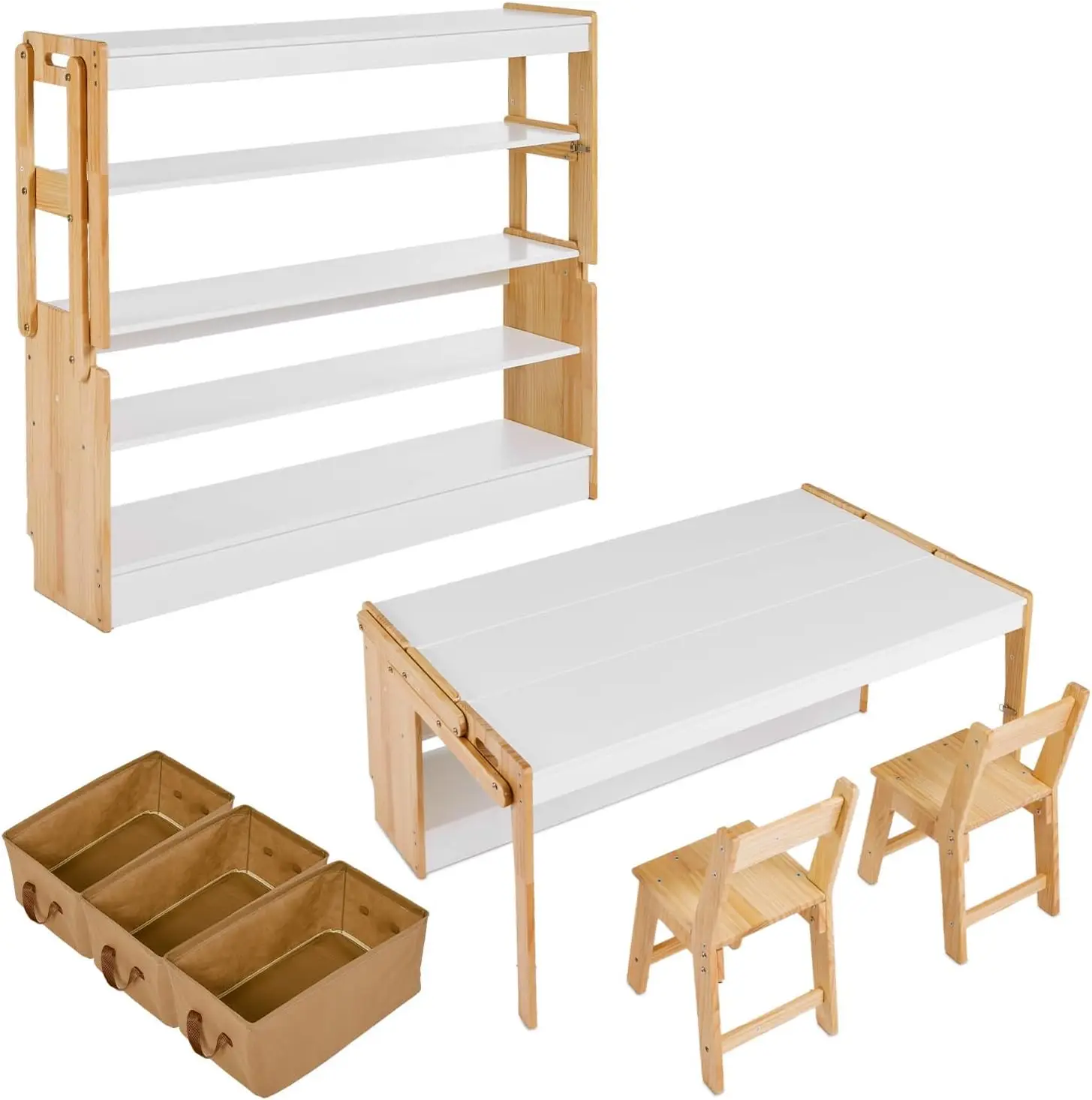27.5 in Art Table and 1 Chair Set, Craft Play Desk, Convertible Activity Table to Storage Shelves, with 2 Storage Box, Folding Table and Chair Furniture Set, Adjustable Table for School and Home
27.5 in Art Table and 1 Chair Set, Craft Play Desk, Convertible Activity Table to Storage Shelves, with 2 Storage Box, Folding Table and Chair Furniture Set, Adjustable Table for School and Home