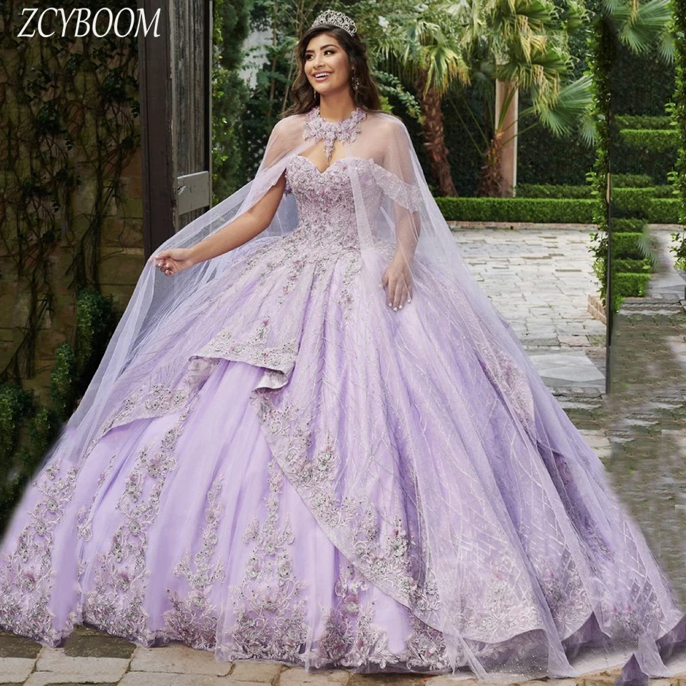 Luxury Sweetheart Open Back Flowers Cloak Quinceanera Evening Dress 2024 Ball Gown Floor Length Sweep Train Lace Up Prom Dress
Luxury Sweetheart Open Back Flowers Cloak Quinceanera Evening Dress 2024 Ball Gown Floor Length Sweep Train Lace Up Prom Dress