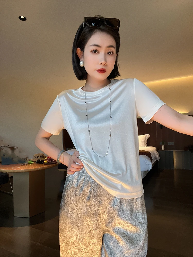 the Meng Four-leaf Clover Acetate Minimalist Casual Commute Fashion Short Sleeve T-shirt Women Summer Loose Fit round Neck
the Meng Four-leaf Clover Acetate Minimalist Casual Commute Fashion Short Sleeve T-shirt Women Summer Loose Fit round Neck