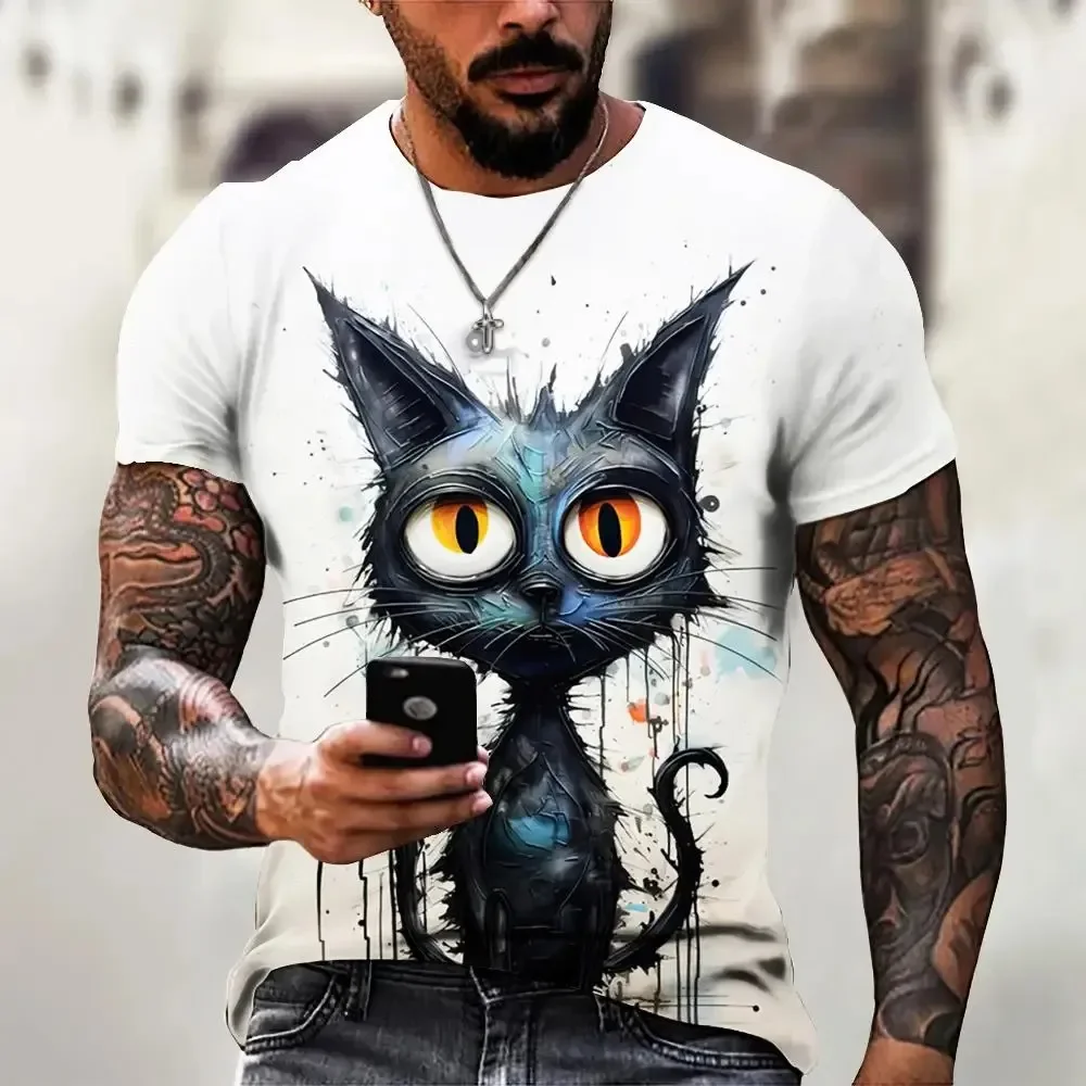 Quick Dry Comfort! Summer Men's Plus-size Round Neck T-shirt, the Trend of Splash-ink Black Cat 3D Pattern
Quick Dry Comfort! Summer Men's Plus-size Round Neck T-shirt, the Trend of Splash-ink Black Cat 3D Pattern