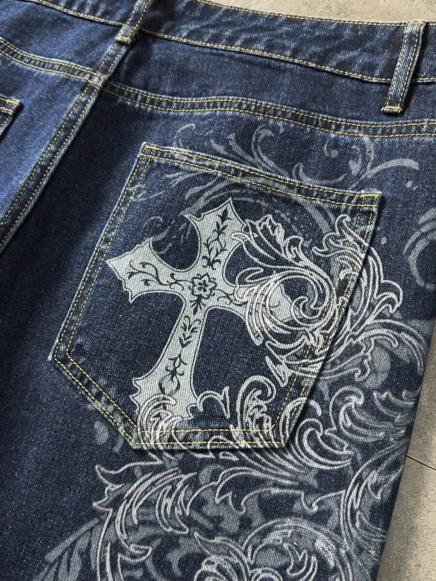 Men Gothic Cross Pattern Loose Wide Leg Casual Denim Jeans
Men Gothic Cross Pattern Loose Wide Leg Casual Denim Jeans