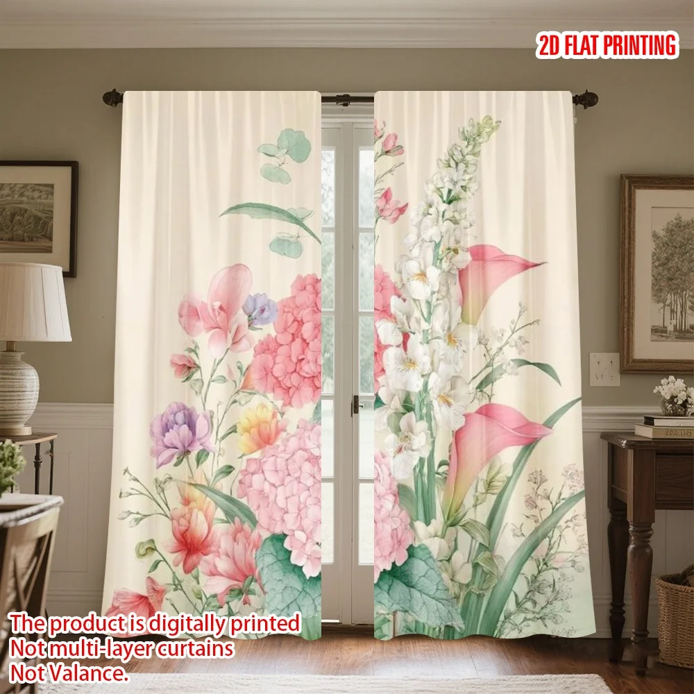 2D flat printing 2pcs Curtain Curtain Spring Floral Bouquet Digital Printed Polyester Drapes Family Party for Holiday Home Decor
2D flat printing 2pcs Curtain Curtain Spring Floral Bouquet Digital Printed Polyester Drapes Family Party for Holiday Home Decor