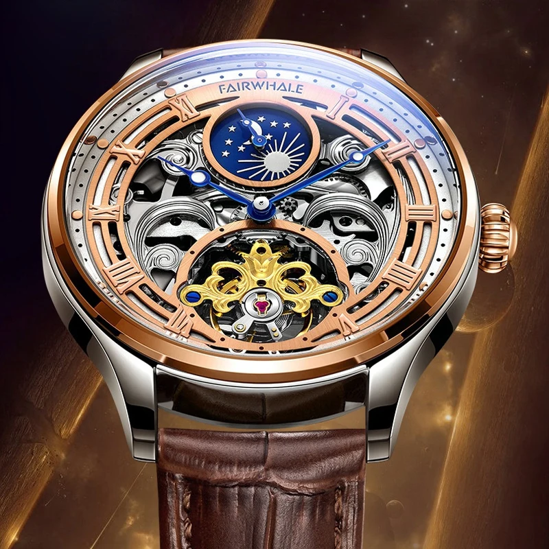 Fairwhale Brand Top Tourbillon Luxury Mechanical Watch Men Genuine Leather Moon Fashion Skeleton Automatic Watch reloj hombre
Fairwhale Brand Top Tourbillon Luxury Mechanical Watch Men Genuine Leather Moon Fashion Skeleton Automatic Watch reloj hombre