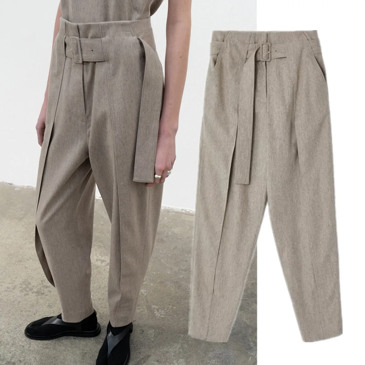Dave&Di Vintage Harem Pants Women Fashion Nordic Minimalist Pleated Loose Trousers With Belt Light Khaki Casual Pants Girls
Dave&Di Vintage Harem Pants Women Fashion Nordic Minimalist Pleated Loose Trousers With Belt Light Khaki Casual Pants Girls