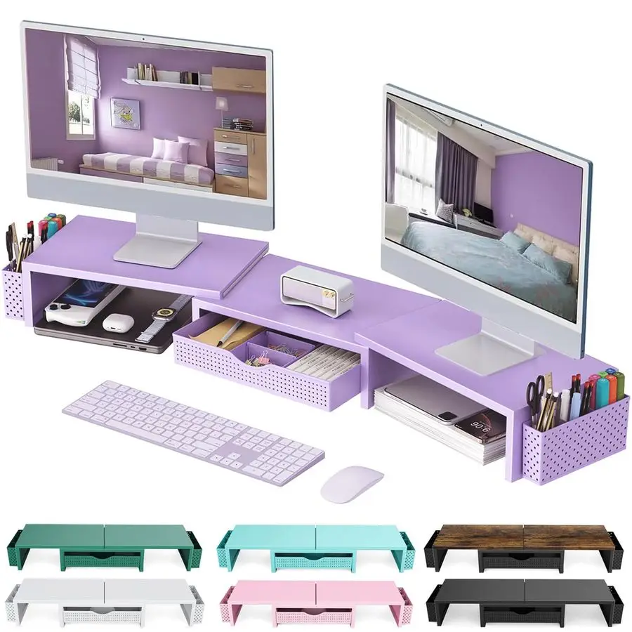 Dual Monitor Stand Riser, Desk Organizer With Drawer and 2 Pen Holders, Desk Organizers and Accessories, Purple Office Decor Pur
Dual Monitor Stand Riser, Desk Organizer With Drawer and 2 Pen Holders, Desk Organizers and Accessories, Purple Office Decor Pur