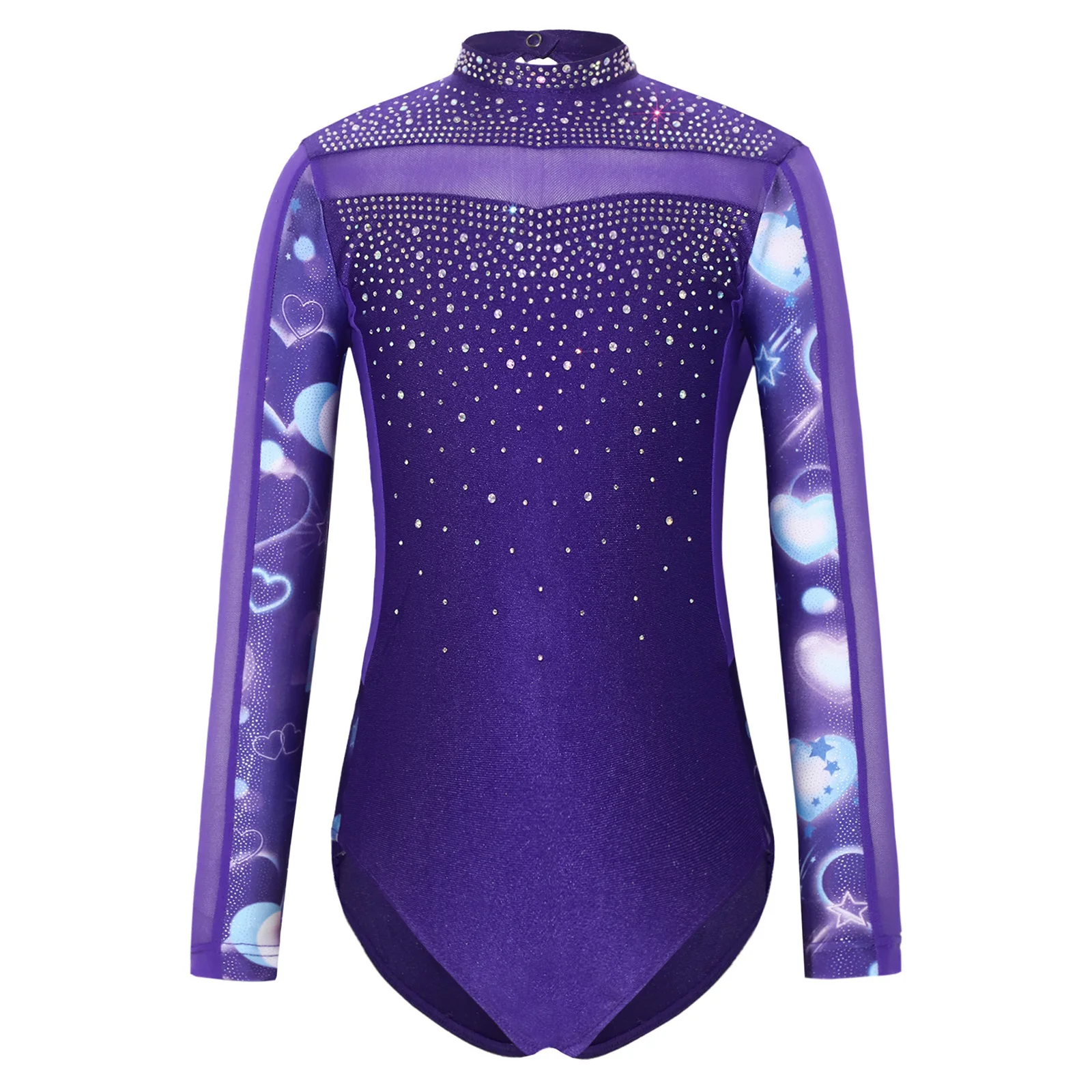 Kids Girls Gymnastics Leotards Sparkly Rhinestones Patchwork Design Printed Long Sleeve Backless Bodysuit for Figure Skating
Kids Girls Gymnastics Leotards Sparkly Rhinestones Patchwork Design Printed Long Sleeve Backless Bodysuit for Figure Skating