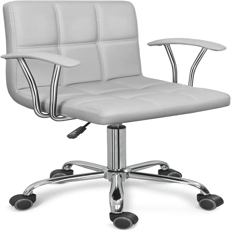 Modern PU Leather Desk Chair with Armrests and Wheels, Adjustable Height Swivel Mid-Back Office Task Chair
Modern PU Leather Desk Chair with Armrests and Wheels, Adjustable Height Swivel Mid-Back Office Task Chair