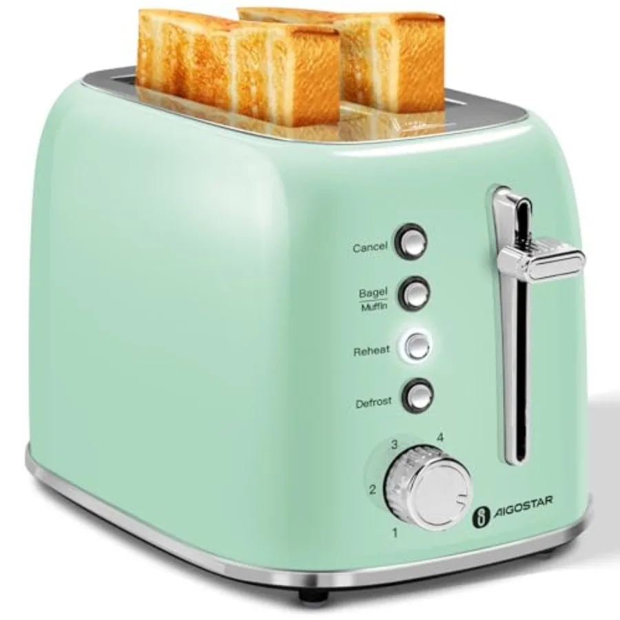 2 Slice Retro Toaster Stainless Steel Extra Wide Slots Aqua Green Bread Toaster with Cancel Defrost Function 6 Shade Settings R
2 Slice Retro Toaster Stainless Steel Extra Wide Slots Aqua Green Bread Toaster with Cancel Defrost Function 6 Shade Settings R