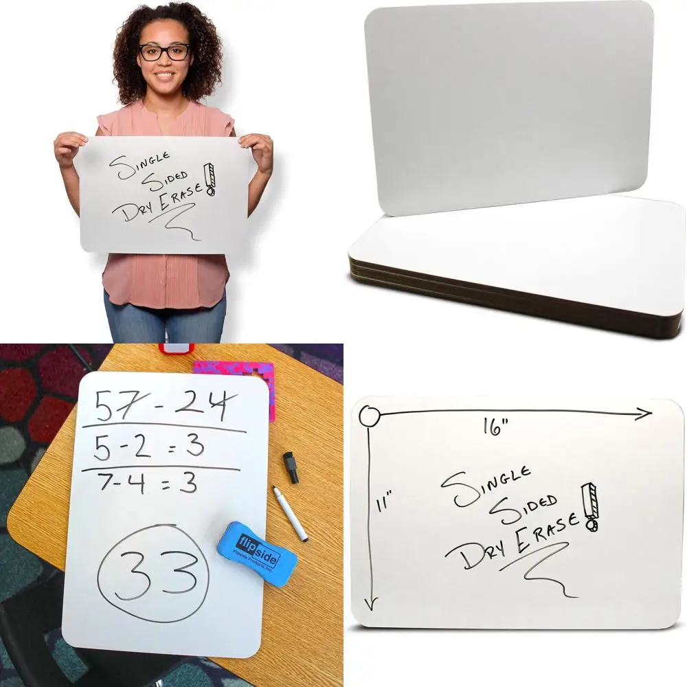 Classroom Dry Erase Boards, 11x16, Pack of 12, Single-Sided Lapboards for Group Activities
Classroom Dry Erase Boards, 11x16, Pack of 12, Single-Sided Lapboards for Group Activities