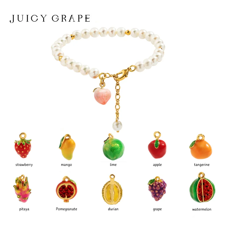 Juicy Grape Pearl Bracelet With Fruit Enamel Pendant Elegant Natural Freshwater Pearl Bracelets Fine Jewelry Wedding Party
Juicy Grape Pearl Bracelet With Fruit Enamel Pendant Elegant Natural Freshwater Pearl Bracelets Fine Jewelry Wedding Party