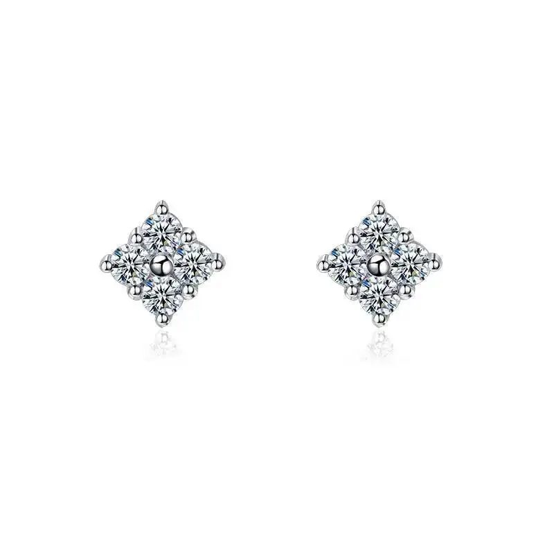 925 Pure Silver Moissanite High-End Earrings for Women Radiant Square Design
925 Pure Silver Moissanite High-End Earrings for Women Radiant Square Design