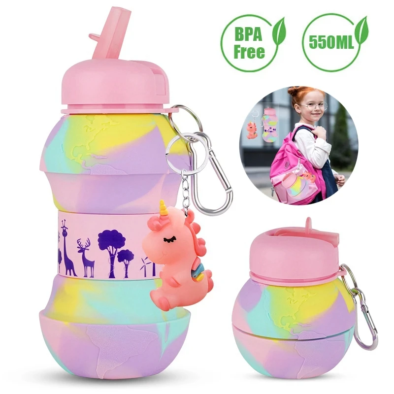 550ML Creative Silicone Water Bottle for Children BPA Free Portable Folding Water Bottles With Cute Pendant Girls Boys Kids Gift
550ML Creative Silicone Water Bottle for Children BPA Free Portable Folding Water Bottles With Cute Pendant Girls Boys Kids Gift
