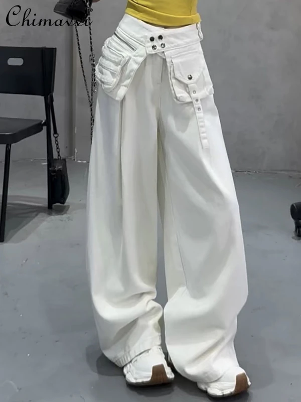 White Fake Two-piece Jeans Women's Spring and Summer American High-waisted Loose Straight-leg Pants Floor-mopping Trousers
White Fake Two-piece Jeans Women's Spring and Summer American High-waisted Loose Straight-leg Pants Floor-mopping Trousers