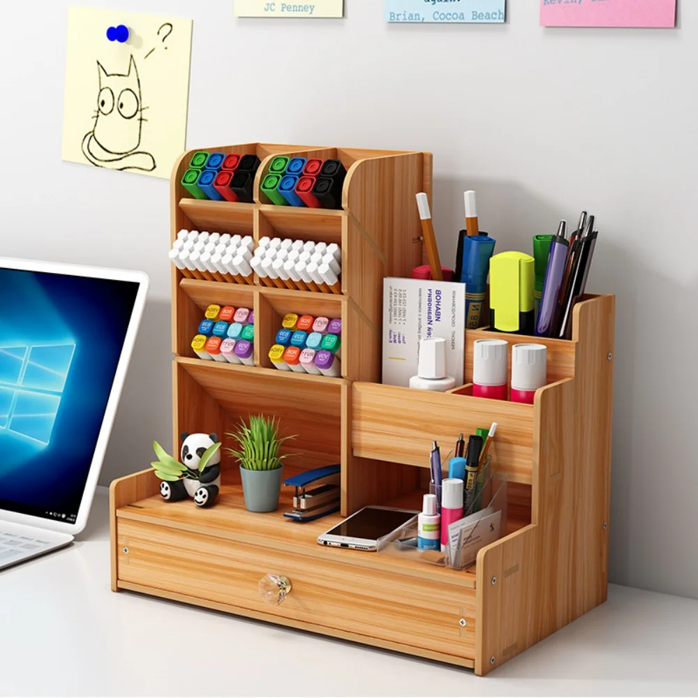 Wooden Desk Organiser DIY Desktop Tidy Pen Holder Multi-Compartmental Storage Box with Drawer For Home Office School Supplies
Wooden Desk Organiser DIY Desktop Tidy Pen Holder Multi-Compartmental Storage Box with Drawer For Home Office School Supplies