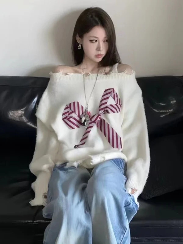 Cisas Sle Трикотаж с открытыми плечами Женский свободный свитер с узлом Lazy Sle Мягкий удобный длинный топ све
Cisas Sle Трикотаж с открытыми плечами Женский свободный свитер с узлом Lazy Sle Мягкий удобный длинный топ све