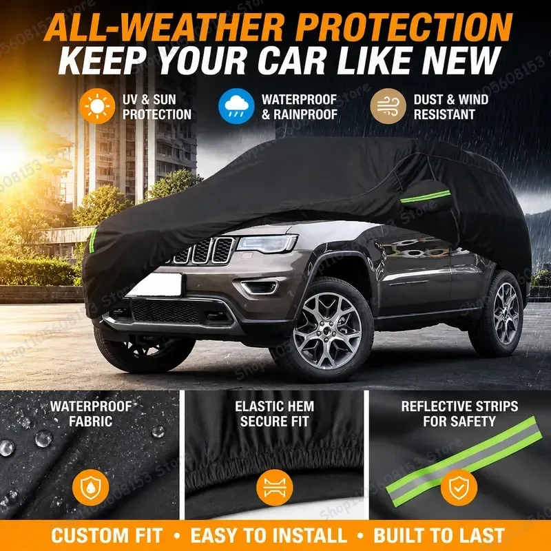 For Jeep Grand Cherokee Full Coverage Outdoor Car Cover UV Sun Protection Dust Rain Snow Hail Resistance Auto Black
For Jeep Grand Cherokee Full Coverage Outdoor Car Cover UV Sun Protection Dust Rain Snow Hail Resistance Auto Black