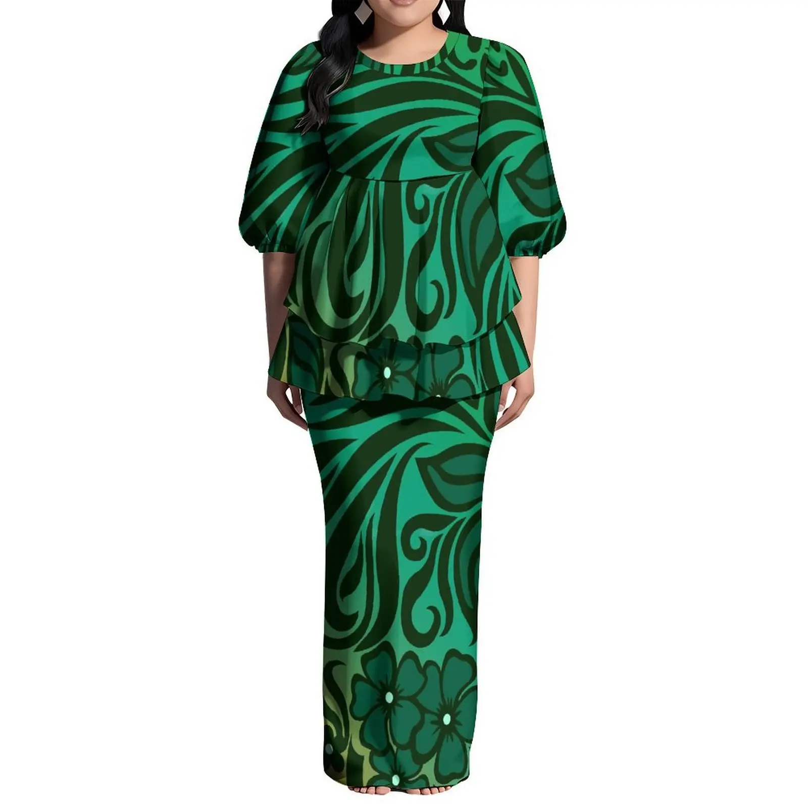 Tribal Ethnic Pattern Women Custom Temperament Suit Skirt Hawaiian Round Neck Bubble Sleeve Puletasi Double Hem Suit Skirt
Tribal Ethnic Pattern Women Custom Temperament Suit Skirt Hawaiian Round Neck Bubble Sleeve Puletasi Double Hem Suit Skirt