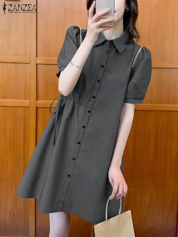 ZANZEA Summer Fashion Shirt Dress Women Lapel Neck Short Sleeve Sundress Stylish Korean Solid Party Work Knee-length Vestidos
ZANZEA Summer Fashion Shirt Dress Women Lapel Neck Short Sleeve Sundress Stylish Korean Solid Party Work Knee-length Vestidos