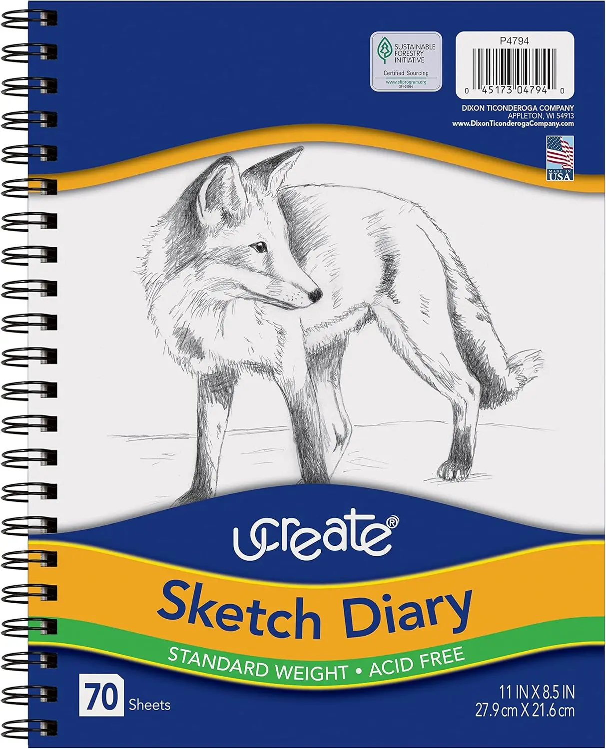 11x8.5 Inch Sketch Diary, 70 Sheets Acid-Free Paper for Drawing & Sketching, Spiral Bound
11x8.5 Inch Sketch Diary, 70 Sheets Acid-Free Paper for Drawing & Sketching, Spiral Bound