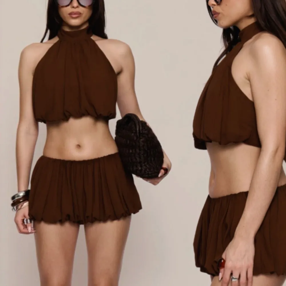 Women's Matching Sets 2 Pieces Set For Woman Two Piece Outfits Bud Skirt Sexy Hot Girl Style Slim Neck Halter Backless Vacation
Women's Matching Sets 2 Pieces Set For Woman Two Piece Outfits Bud Skirt Sexy Hot Girl Style Slim Neck Halter Backless Vacation