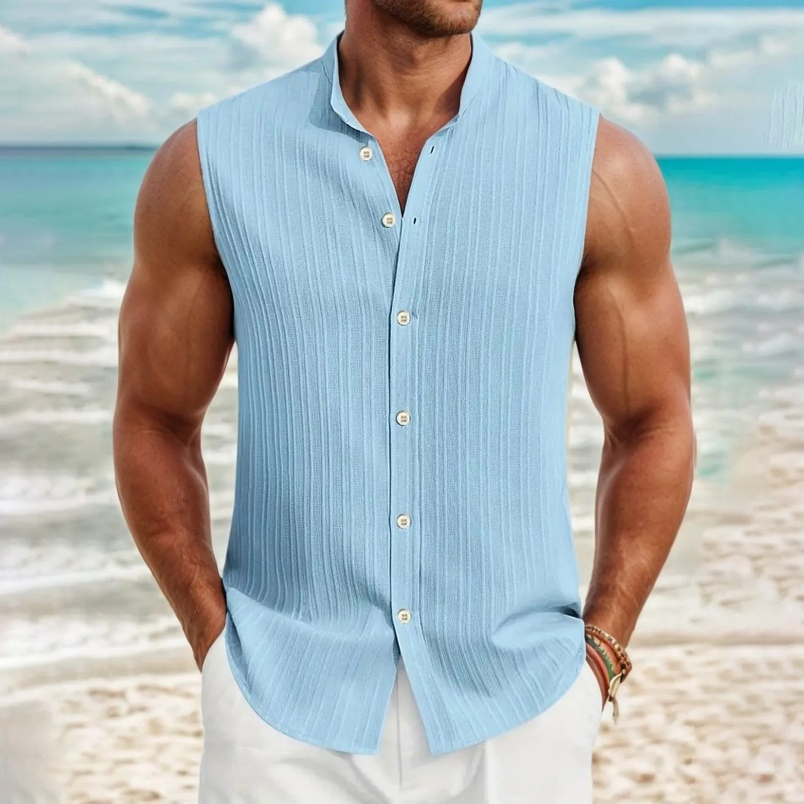 Men's Sleeveless Shirts For Daily Wear Sports Casual Outings Featuring Spring And Summer Man Shirts Mens Sleeveless Beach Shirts
Men's Sleeveless Shirts For Daily Wear Sports Casual Outings Featuring Spring And Summer Man Shirts Mens Sleeveless Beach Shirts