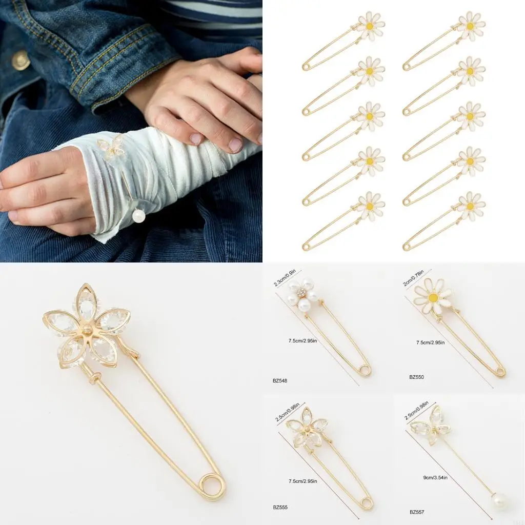 Y5LB 10Pcs Flower Safety Pin Jeans Waist Tighteners Cardigan Collar Clip Decorative Brooch Sweater Pin for Clothing
Y5LB 10Pcs Flower Safety Pin Jeans Waist Tighteners Cardigan Collar Clip Decorative Brooch Sweater Pin for Clothing