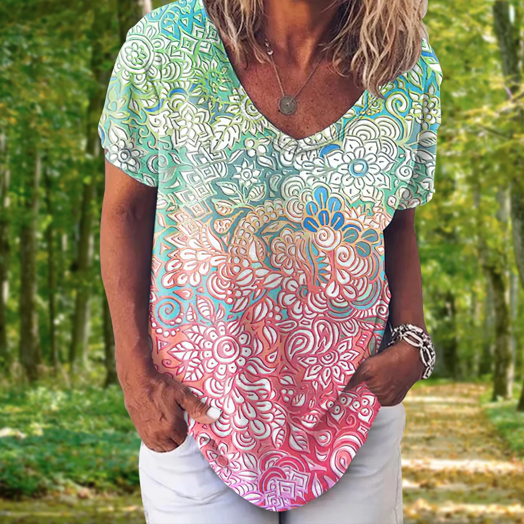 Loose T Shirt For Women Fashion 2023 V Neck Short Sleeve Female Clothes Funny Print Ladies T-shirt Retro Casual Top Street Shirt
Loose T Shirt For Women Fashion 2023 V Neck Short Sleeve Female Clothes Funny Print Ladies T-shirt Retro Casual Top Street Shirt