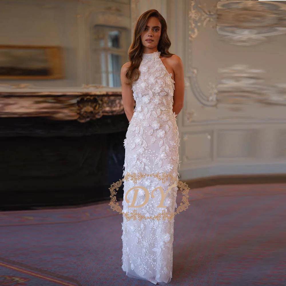 DY Customized White Halter Neck Wedding Dress Sleeveless Lace-Up vestidos de noiva Mermaid Floor-Length Evening Dress
DY Customized White Halter Neck Wedding Dress Sleeveless Lace-Up vestidos de noiva Mermaid Floor-Length Evening Dress