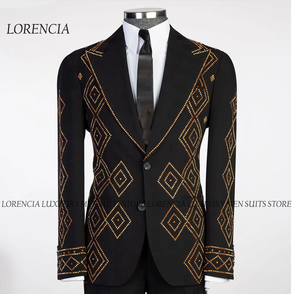 Customized Crystals Men Suits Double Breasted Diamond Groom Wedding Tuxedo Dinner Party Blazer 2 Piece Set trajes para hombre
Customized Crystals Men Suits Double Breasted Diamond Groom Wedding Tuxedo Dinner Party Blazer 2 Piece Set trajes para hombre