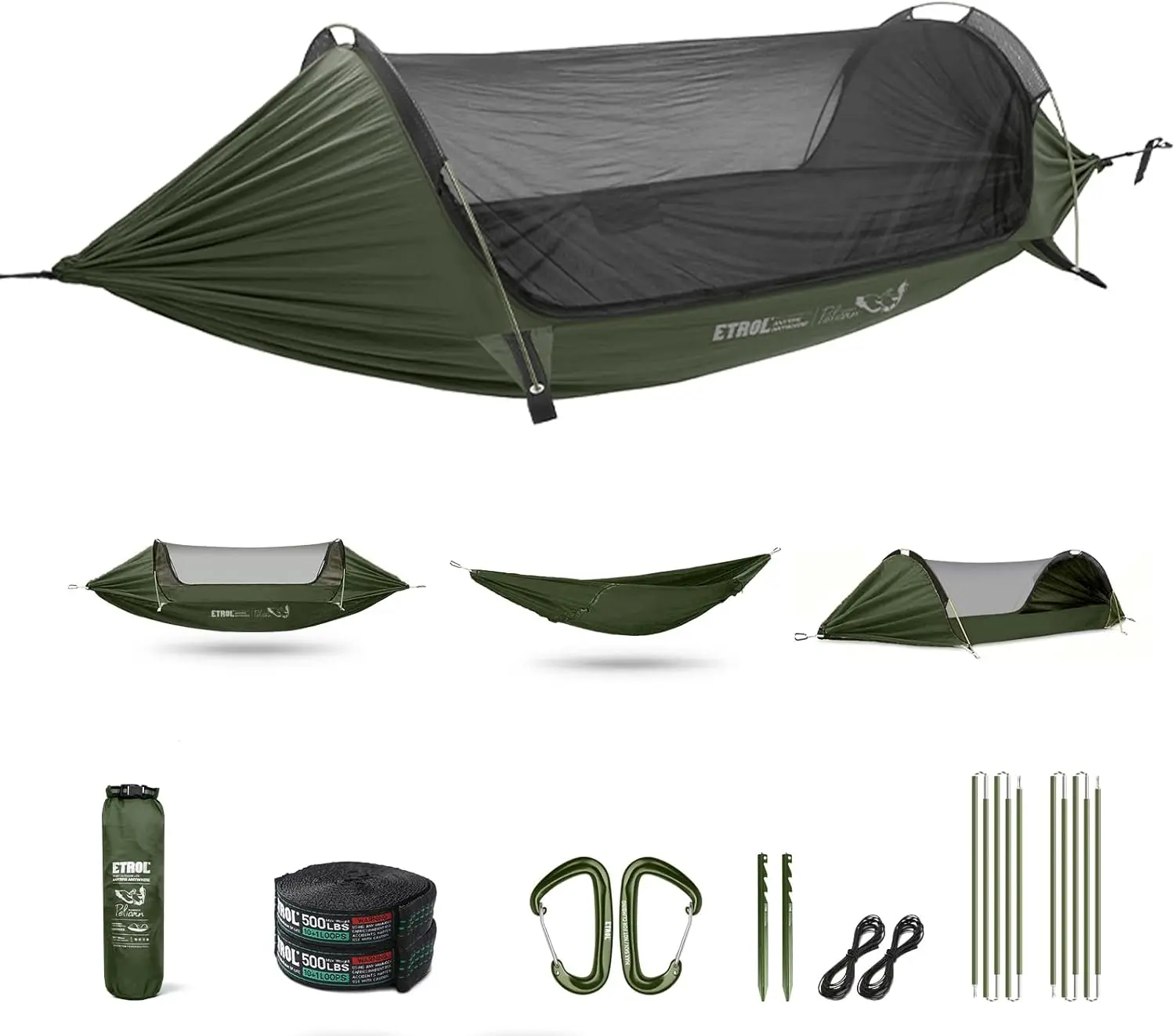 3-in-1 Camping Hammock with Mosquito Net, Double & Single Portable Hammock Tent for Outdoor Hiking Patio - with Tree Straps, Carabiners, Aluminum Poles
3-in-1 Camping Hammock with Mosquito Net, Double & Single Portable Hammock Tent for Outdoor Hiking Patio - with Tree Straps, Carabiners, Aluminum Poles