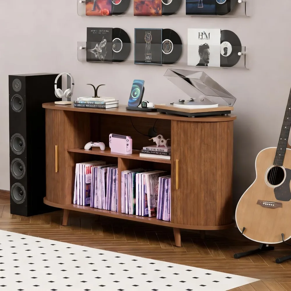 Record Player Stand with Vinyl Storage, ern Media Cabinet with Charging Station & LED Lights, Sliding Door Turntable Stand, Audi
Record Player Stand with Vinyl Storage, ern Media Cabinet with Charging Station & LED Lights, Sliding Door Turntable Stand, Audi