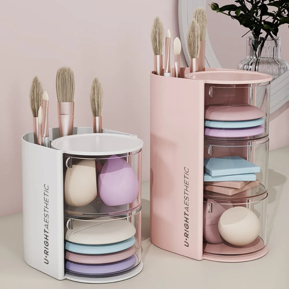 180° Rotating Makeup Puff Storage Box Dustproof Free Rotation Makeup Brush Holder Durable Simple Style
180° Rotating Makeup Puff Storage Box Dustproof Free Rotation Makeup Brush Holder Durable Simple Style