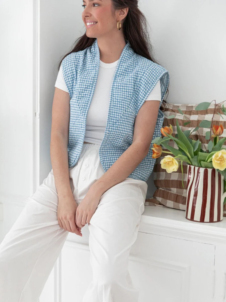 Women s Plaid Print Waistcoat Open Front Sleeveless Lightweight Cardigan for Summer Spring
Women s Plaid Print Waistcoat Open Front Sleeveless Lightweight Cardigan for Summer Spring